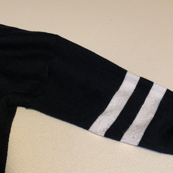 Arizona Women's Black Cardigan with White Stripes - Picture 6 of 7
